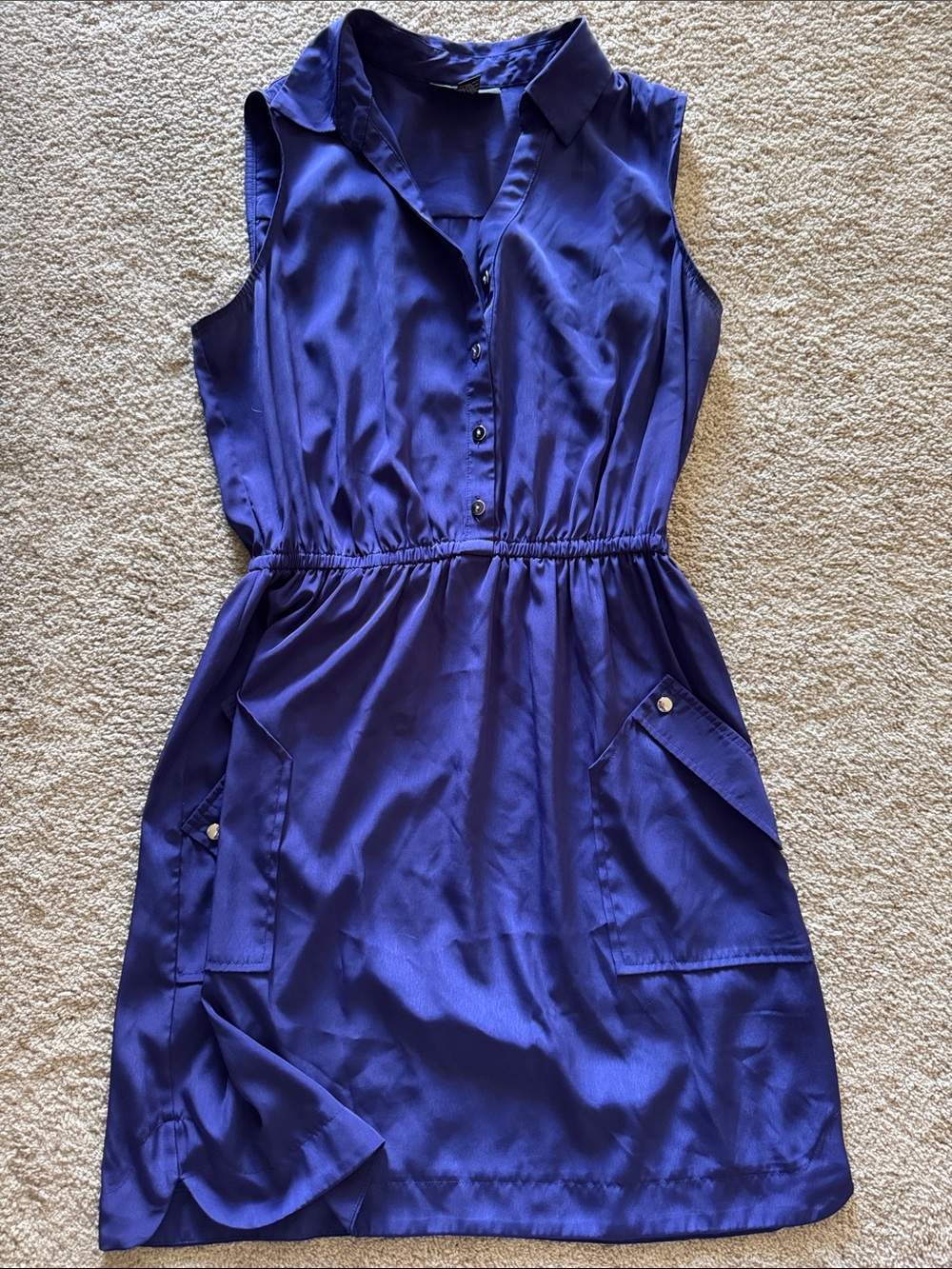 Alfani Sleeveless V-Neck Shirt Dress in Deep Blue